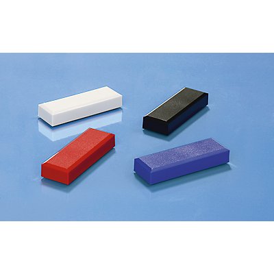 Maul Rechteckmagnete, VE 60 Stk - LxB 53 x 18 mm, Haftkraft 1 kg - farbig sortiert, weiß, rot, blau, schwarz