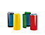 Stahlblech-Abfallsammler für 120-l-Sack - Front verblendet - gelb mit gelbem Kunststoffdeckel