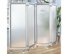 Faltbare, halbtransparente Acrylwand zur optischen Raumtrennung