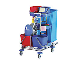 Chariot d'entretien - L x l x h 1200 x 600 x 1050 mm, 3 bacs en plastique