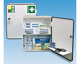 Armoire à pharmacie conforme à la norme DIN 13157 - à 1 porte, blanc, h x l x p 362 x 302 x 140 mm
