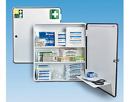 Armoire à pharmacie conforme à la norme DIN 13157 - à 1 porte, blanc, h x l x p 462 x 402 x 112 mm