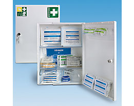 Armoire à pharmacie conforme à la norme DIN 13157 - à 1 porte, blanc, h x l x p 429 x 315 x 150 mm