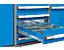 EUROKRAFT Werkbank, höhenverstellbar, mit Buchemassivplatte - 3 Schubladen - Breite 750 mm, anthrazit / blau