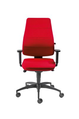 Topstar Chaise pivotante ergonomique, hauteur dossier 680 mm - dossier rembourré - habillage assise rouge clair