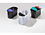 TRIO System-Papierkorb - 2 kleine Behälter mit Deckel, 1 großer Behälter ohne Deckel - Deckel grün / rot, Korpus schwarz, VE 2 Stk