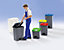 Collecteur de déchets à pédale, en plastique - h x l x p 435 x 410 x 400 mm, 30 l - blanc