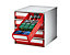 Lockweiler Schubladenmagazin, Gehäuse-Traglast 75 kg - HxBxT 395 x 380 x 400 mm, 8 Schubladen - Schubladen rot