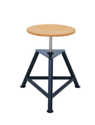 Werkstatthocker, Sitz aus Buchenschichtholz - Drehhocker dreibeinig