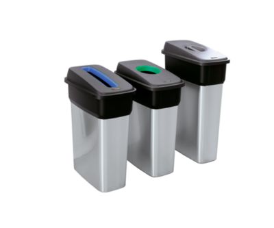 Rothopro Collecteur de tri METALLIC - modèle KOMPAKT - capacité 55 l, poignée creuse, gris