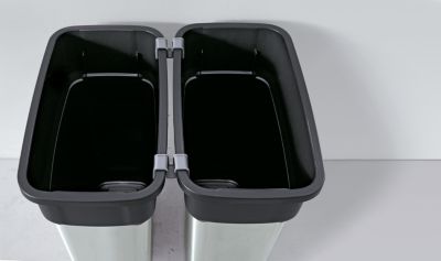 Rothopro Collecteur de tri METALLIC - modèle KOMPAKT - capacité 55 l, poignée creuse, gris