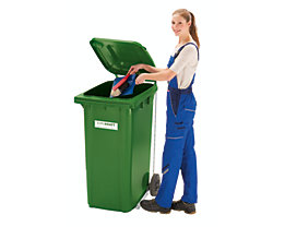 Conteneur à déchets en plastique conforme à la norme DIN EN 840 - capacité 240 l, h x l x p 1067 x 580 x 730 mm
