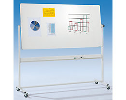 Fahrbare Stativ-Drehtafel mit Whiteboard und vier Lenkrollen bei Certeo.ch