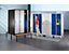 CP Garderobenschrank mit Kunststoff-Füßen - Abteilbreite 300 mm, HxBxT 1850 x 900 x 500 mm - lichtgrau / enzianblau