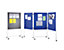 QUIPO Tableau de conférence mobile - h x l x p 1800 x 2800 x 670 mm, trois parties - habillage tissu bleu
