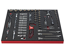 VIGOR Assortiment d'outils COMBINE - kit combiné de clés et tournevis, 72 pièces dans un support en mousse dure
