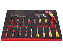 VIGOR Assortiment d'outils ELECTRONIC - tournevis électronique et accessoires, 39 pièces dans un support en mousse dure