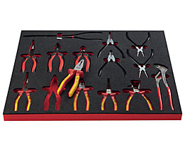VIGOR Assortiment d'outils FORCE - pinces et accessoires, 14 pièces dans un support en mousse dure