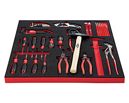 VIGOR Assortiment d'outils ESSENTIAL - kit d'outils combinés dans un support en mousse dure