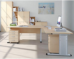 VERA Bureau à piétement en L - hauteur réglable, largeur 1600 mm