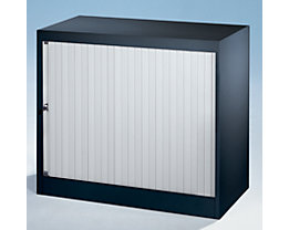 Bisley Armoire à rideaux - horizontal, noir profond / gris clair
