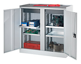 QUIPO Armoire de service à outils - 2 tiroirs, 4 tablettes, 1 cloison médiane