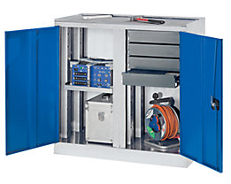 QUIPO Armoire de service à outils - 4 tiroirs, 1 tablette, 1 cloison médiane