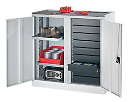 QUIPO Armoire de service à outils - 9 tiroirs, 2 tablettes, 1 cloison médiane