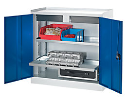 QUIPO Armoire de service à outils - 2 tiroirs, 2 tablettes sur toute la largeur