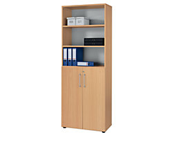 office akktiv RENATUS Armoire et rayonnage de bureau combinés - 5 tablettes, 6 hauteurs de classeurs, dont 3 ouvertes