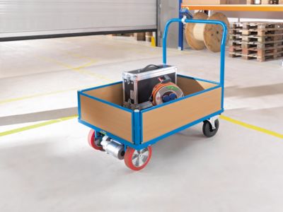Eurokraft Plattformwagen Mit Holzwänden - Transportwagen 1050x700mm Mit Vollgummireifen