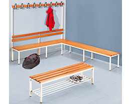 Banc de vestiaire - simple face, avec dossier, h x p 1700 x 430 mm