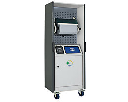 Poste de nettoyage et de tri des déchets - modèle complet avec double collecteur de déchets et support pour rouleau grand format