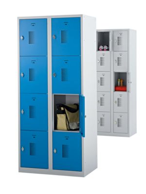 – Vestiaire multicases verrouillable par dispositif pour cadenas, 10 cases - h x l x p 1800 x 600 x 500 mm, gris clair
