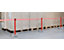 Gurtabsperrpfosten, VE 2 Stk - für innen und außen, Bandauszug 3700 mm, 4-Wege-System, Gurt rot / weiß