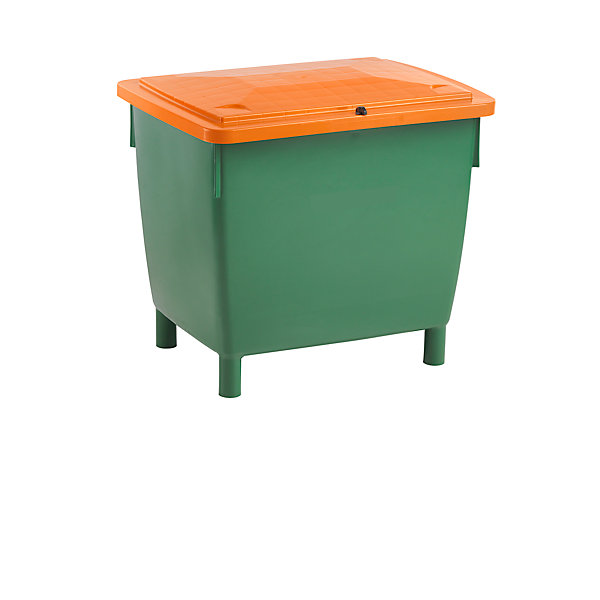 Image of Rechteckbehälter - mit anscharniertem Deckel - Inhalt 400 l Behälter grün Deckel orange