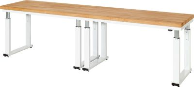 Werkbank | elektrisch höhenverstellbar | HxBxT 740-1140 x 750 x 700 mm | Flächenlast 600 kg | Buche-Massiv Arbeitsplatte | Plattenstärke 40 mm | Rau