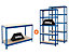 Mega Deal | 2x Werkstattregal und 1x Werkbank | HxBxT 178 x 90 x 30 cm | Blau | Traglast pro Fachboden: 200 kg | Certeo