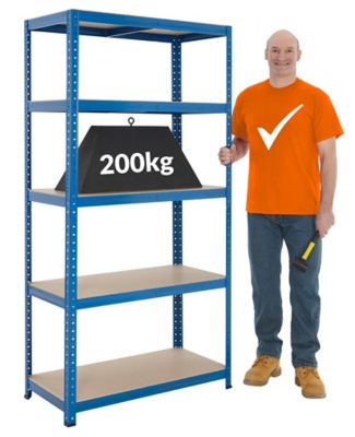 Mega Deal | 2x Lagerregal und 1x Werkbank | HxBxT 178 x 90 x 45 cm | Blau | Traglast pro Fachboden: 200 kg | Certeo