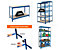 Mega Deal | 2x Werkstattregal und 1x Werkbank | HxBxT 178 x 90 x 45 cm | Blau | Traglast pro Fachboden: 200 kg | Certeo