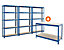 Mega Deal | 3x Werkstattregal und 1x Werkbank | HxBxT 178 x 90 x 30 cm | Blau | Traglast pro Fachboden: 200 kg | Certeo