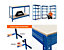 Mega Deal | 3x Lagerregal und 1x Werkbank | HxBxT 178 x 90 x 45 cm | Blau | Traglast pro Fachboden: 200 kg | Certeo