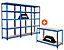 Mega Deal | 3x Garagenregal und 1x Werkbank | HxBxT 178 x 90 x 45 cm | Blau | Traglast pro Fachboden: 200 kg | Certeo