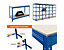 Mega Deal | 3x Lagerregal und 1x Werkbank | HxBxT 178 x 90 x 60 cm | Blau | Traglast pro Fachboden: 200 kg | Certeo
