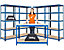 Mega Deal | 4x Werkstattregal und 1x Werkbank | HxBxT 178 x 90 x 45 cm | Blau | Traglast pro Fachboden: 200 kg | Certeo