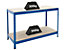 Mega Deal | 4x Werkstattregal und 1x Werkbank | HxBxT 178 x 90 x 60 cm | Blau | Traglast pro Fachboden: 200 kg | Certeo