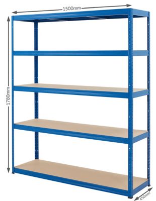 Étagères métalliques – Charge max. par tablette : 265 kg – h x L x P 1 780 mm x 900 mm x 600 mm