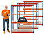 Mega Deal | 3x Lagerregal | HxBxT 180 x 150 x 60 cm | Blau/Orange | Traglast pro Fachboden: 300 kg | Certeo