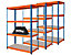 Mega Deal | 3x Garagenregal | HxBxT 180 x 120 x 60 cm | Blau/Orange | Traglast pro Fachboden: 300 kg | Certeo