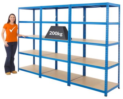 Mega Deal | 3x Schwerlastregal - Tiefe 60 cm | 200 kg pro Fachboden 